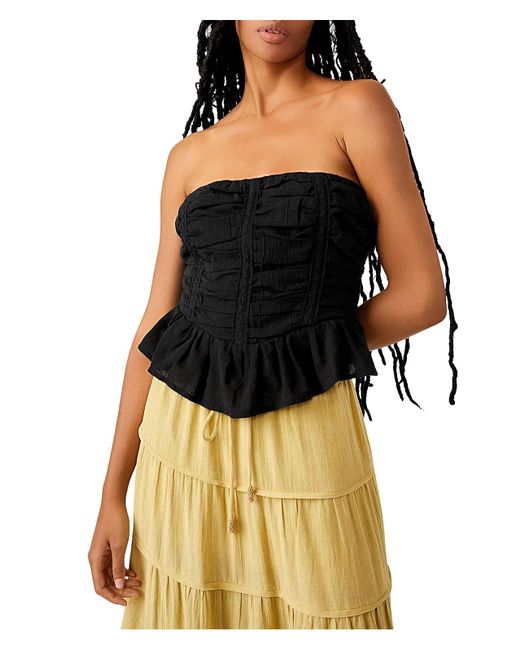 Free People Multicolor Smocked Embroidered Strapless Top