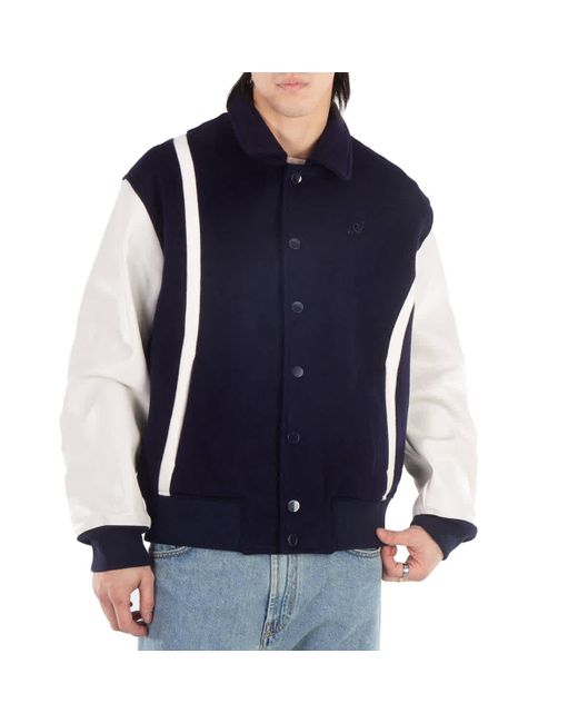 Axel Arigato Blue Bay Embroidered-Logo Varsity Jacket for men