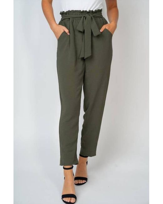 White Birch Green High Waisted Solid Woven Pant