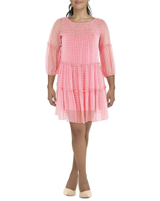 Gabby Skye Pink Ruffled Trim Short Mini Dress