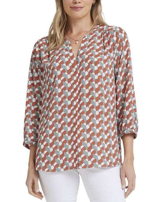NYDJ Multicolor Pintuck Blouse