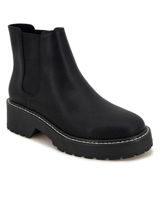 Xoxo Black Glo 2 Leather Round Toe Chelsea Boots