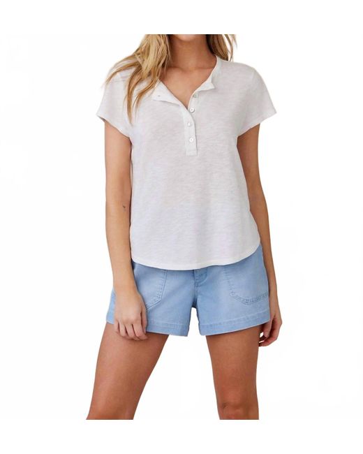 Bella Dahl Blue Short Sleeve Henley Tee