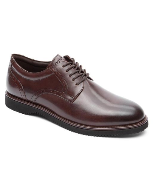Rockport Brown Plain Toe Leather Lace-up Oxfords for men