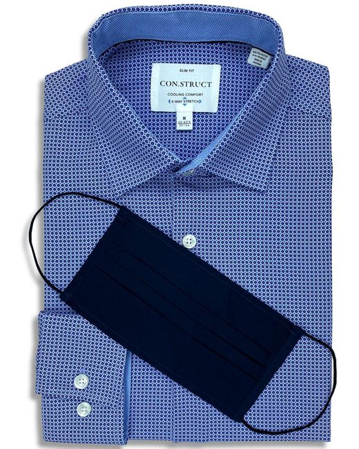 Con.struct Blue Office Business Button-down Shirt for men