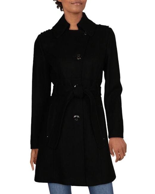 Cole Wool Epaulettes Trench Coat in Black Lyst