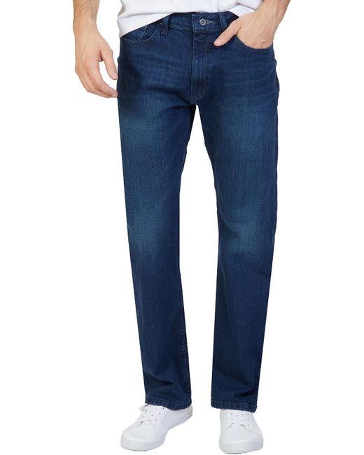 Nautica Blue Relaxed Fit Faded Straight Leg Jeans for men