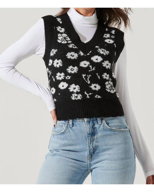 Astr Black Primrose V Neck Vest