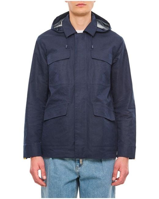 K-Way Blue Erhal Linen Blend Jacket for men