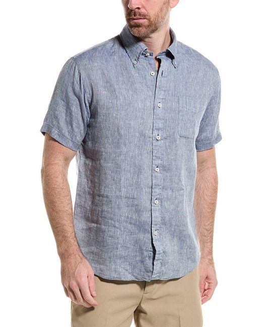 Brooks Brothers Blue Regular Linen Shirt for men