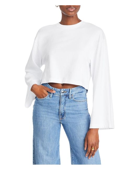 FRAME White Cropped Bell Sleeve Pullover Top