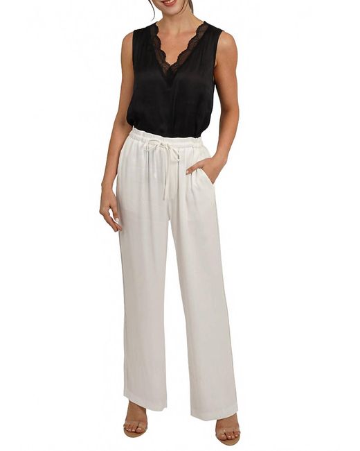Love Token White Drawstring Wide Leg Pants