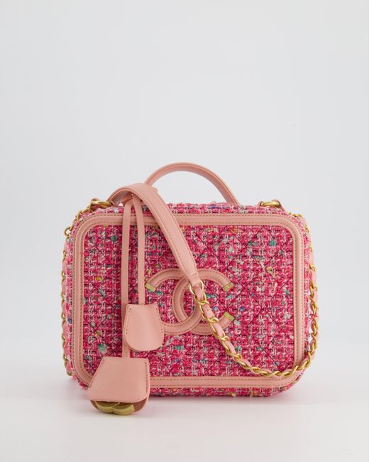 Chanel Pink Medium Cc Filigree Vanity Case Bag