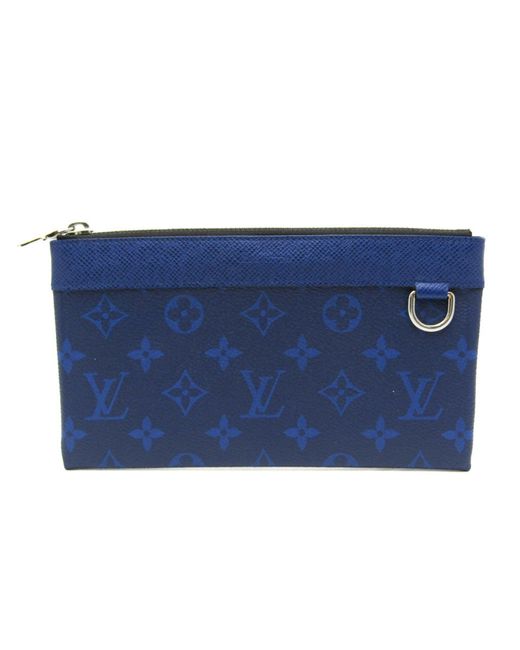 Louis Vuitton Blue Discovery Canvas Clutch Bag (pre-owned) for men