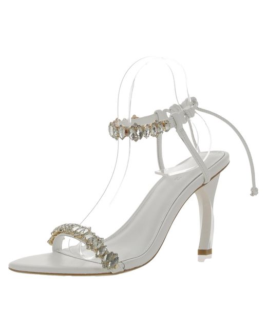 Aje. White Leather Jeweled Heels