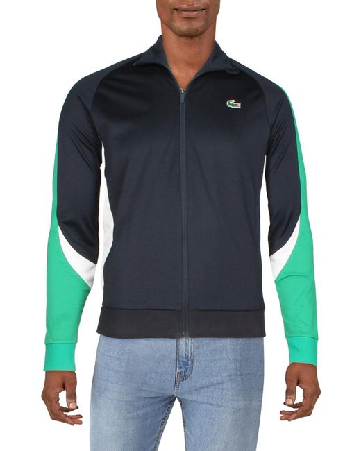 Lacoste Blue Lightweight Colorblock Full Zip Sweater for men