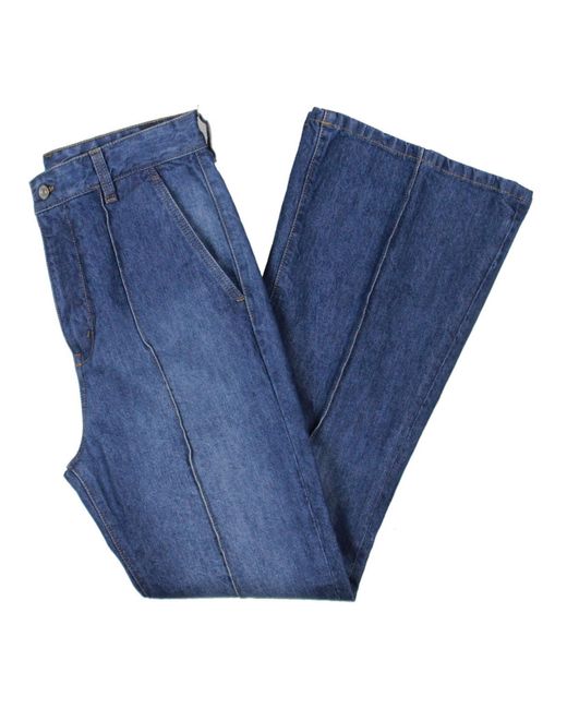 Victoria Beckham Blue Brigitte Straight Leg Pintuck High-waist Jeans