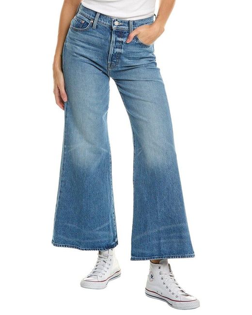 Mother Blue Denim The Tomcat Roller Pretty Is As Pretty Does Wide Leg Jean