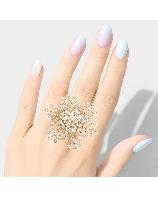 Fashnzfab Pink Bubble Stone Snowflake Stretch Ring