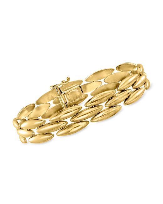 Ross-Simons Metallic Italian 14kt Yellow 3-row Marquise-shaped Panther-link Bracelet