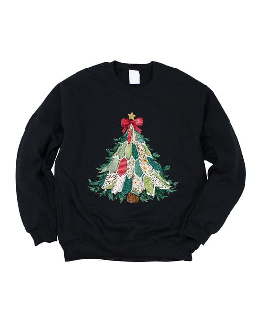 Simply Sage Market Black Christmas Tree Stitched