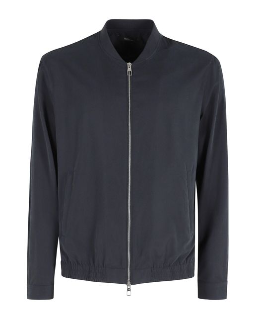 Montecore Black Microfiber Ribbed-Collar Polyester Bomber Jacket for men