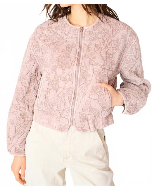 Dex Pink Floral Quilted Bomber Jacket