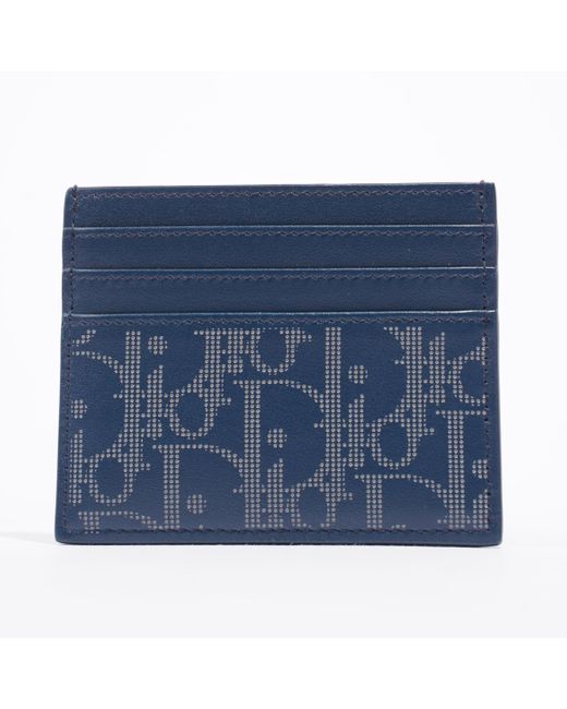 Dior Blue 6 Card Holder Oblique Galaxy Navy Leather