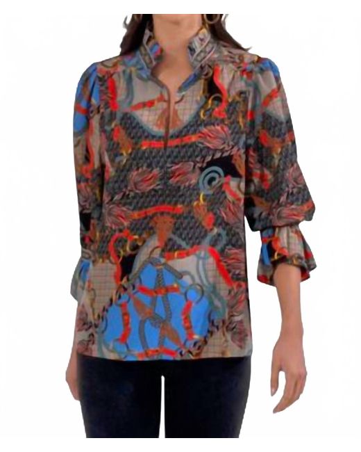 Gretchen Scott Red Ditto Ruffleneck Top