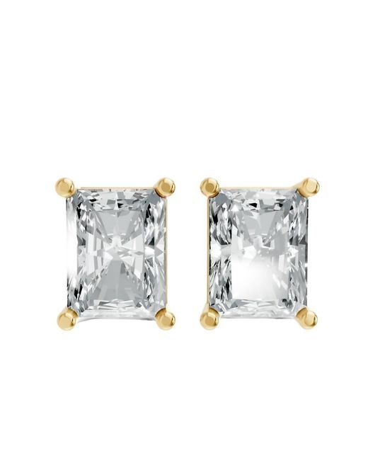 AAMIAA White Radiant Shape 4 Prong Push Back Studs