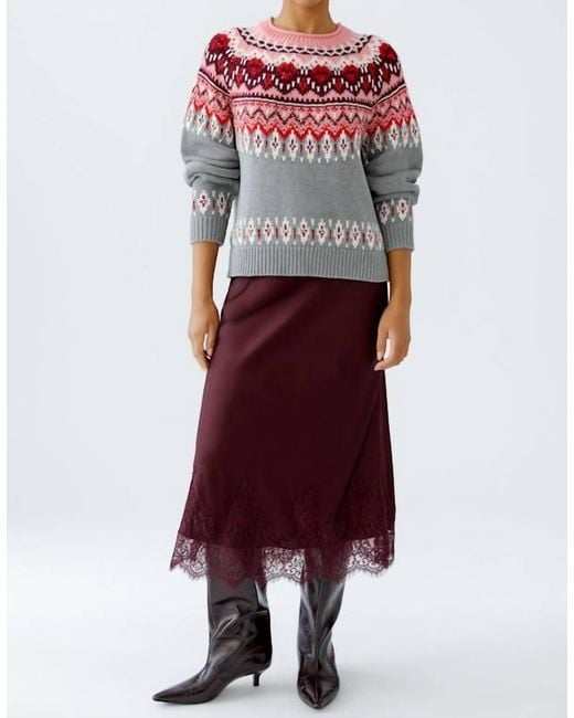 Ouí Red Crew Neck Pullover Sweater