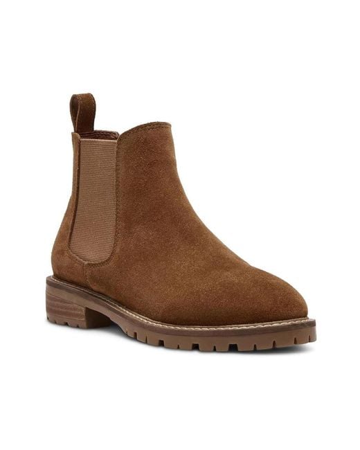 Steve Madden Brown Leopold Boots Camel Suede Pull On Round Toe Chelsea Jobb682
