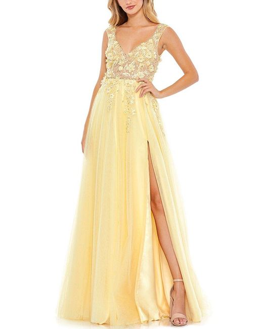 Mac Duggal Yellow A-line Gown