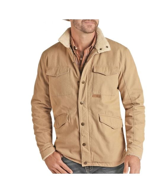 Powder River Brown Canvas Jacket With Berber Lining for men