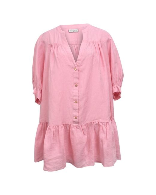Sandro Pink Buttoned Mini Flared Dress