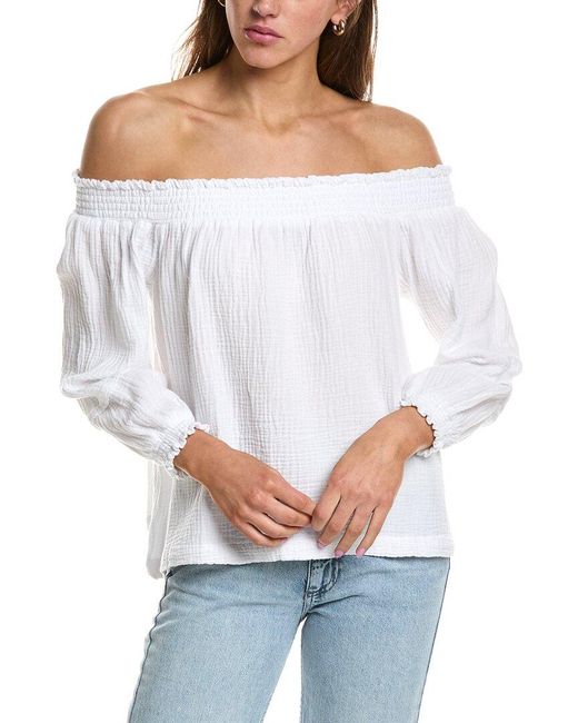 Splendid White Gauze Off Shoulder Top
