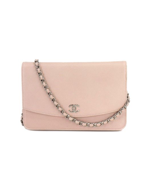 Chanel Pink Wallet On Chain Leather Wallet (pre-owned)