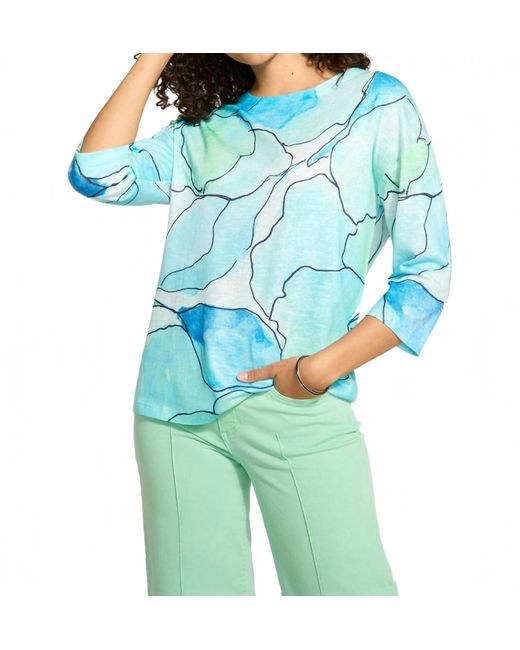 Fdj Blue Drop Shoulder Boat Neck Top