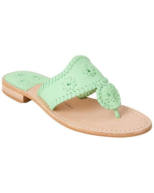 Jack Rogers Green Jacks Flat Leather Sandal
