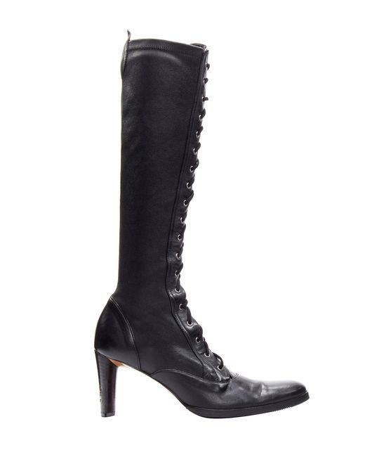 Dior Black Rare Galliano Vintage Cd Lace Up Combat Heeled Boots