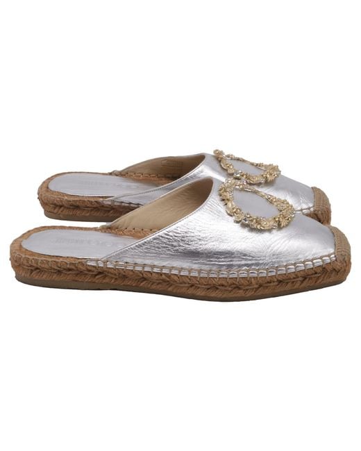 Jimmy Choo White Nadene Flat Espadrilles