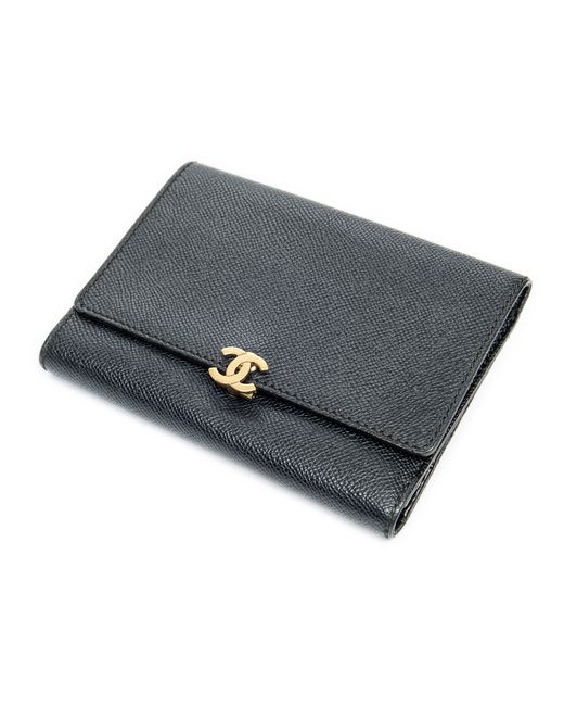 Chanel Gray Cc Trifold Wallet