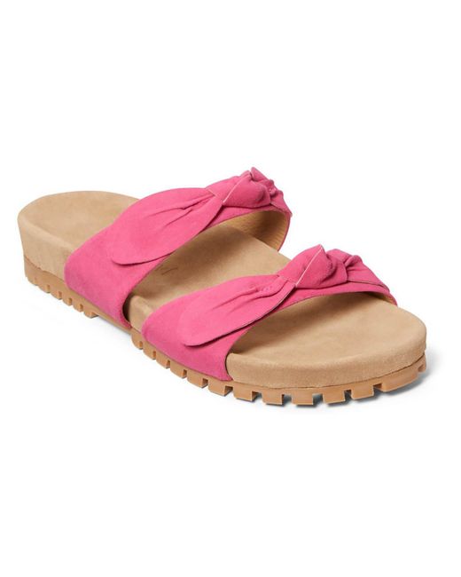 Jack Rogers Pink Annie Double Knot Comfort Sandal Leather Footbed Slide Sandals