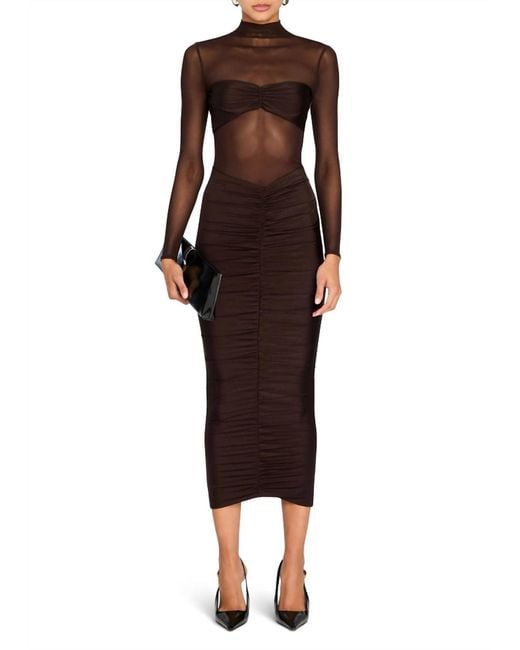 SER.O.YA Red Levina Mesh Midi Dress