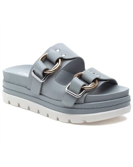 J/Slides Leather Baha Sandal in Grey (Blue) | Lyst