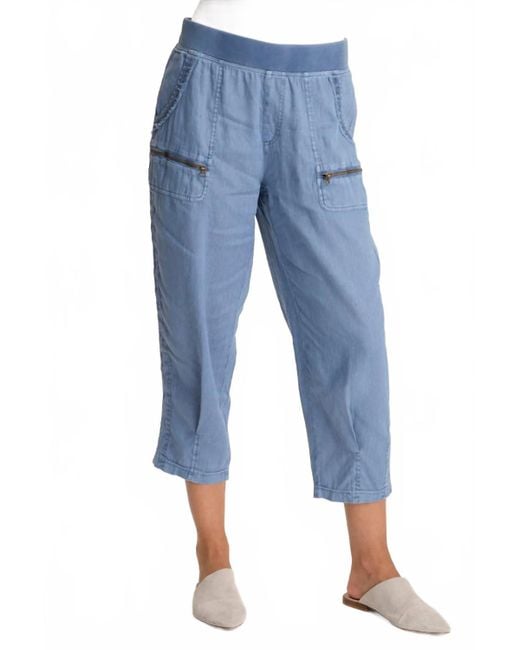XCVI Blue Camden Linen Tapered Crop Pant