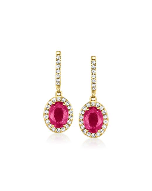 Ross-Simons Pink Ruby And . Diamond Drop Earrings
