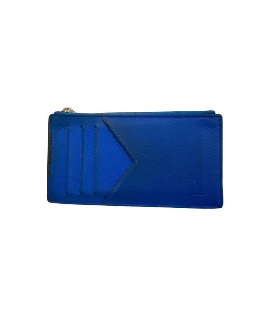 Louis Vuitton Blue Porte-monnaie Et Porte- Carte Leather Wallet (pre-owned) for men