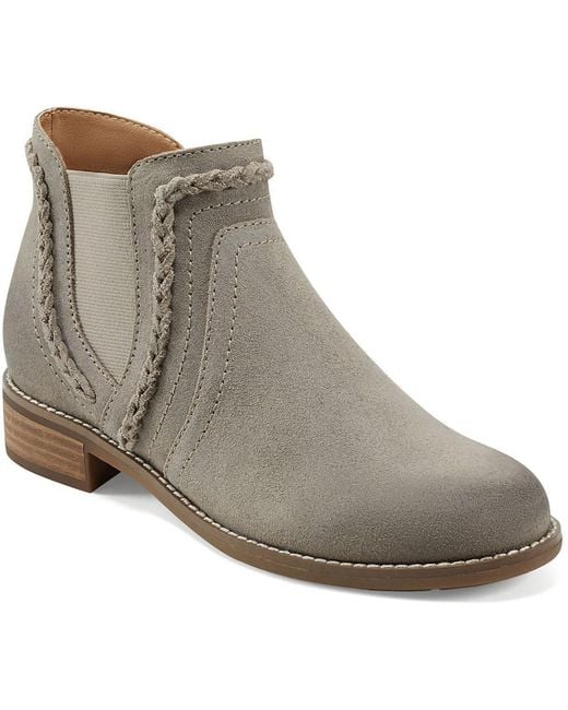Earth Gray Nika Leather Western Ankle Boots