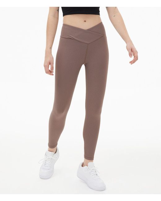 Ribbed High-rise Crossover Leggings 